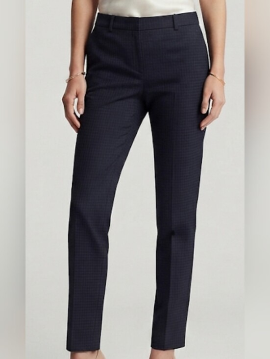 Boss Pants - Hugo Boss Women's Tiluna 11 Blue 44% Virgen Woll Plaid STraight Leg Pants Size 4